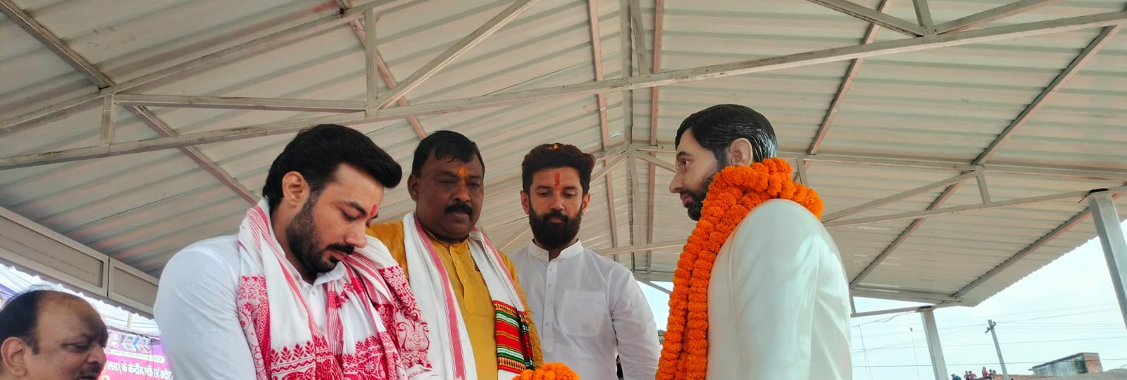 Union Minister Chirag Paswan unveiled the statue of Ram Vilas and Veer Baba Chauhadmal