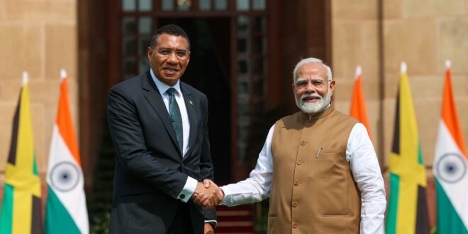 Prime Minister Modi met the Prime Minister of Jamaica at Hyderabad House