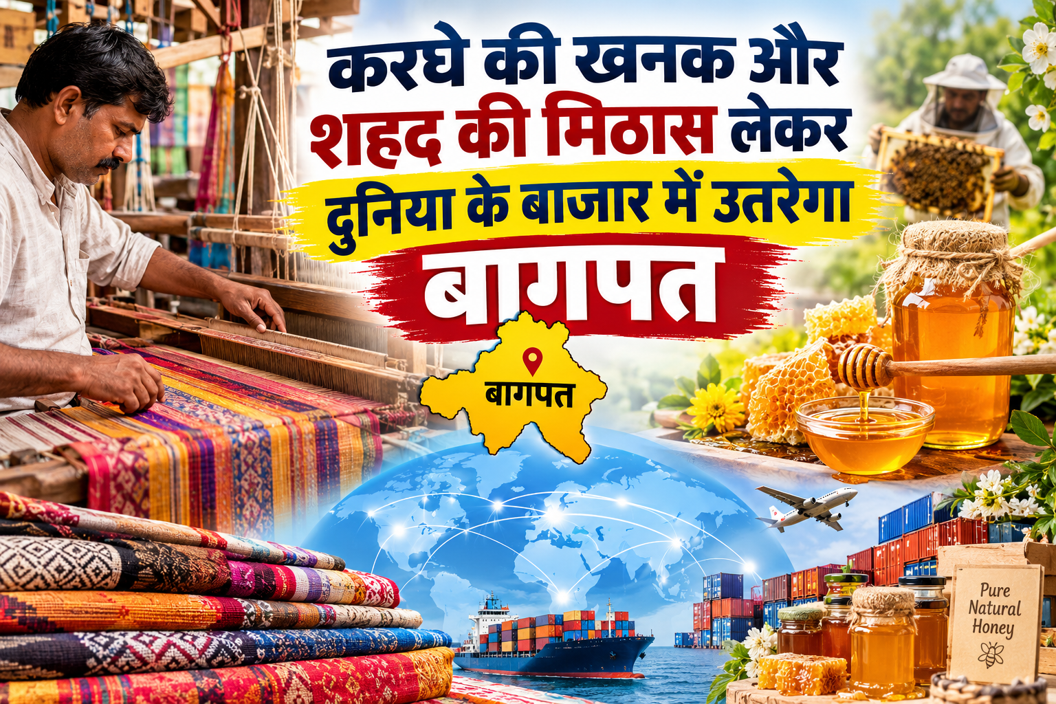 करघे की खनक और शहद की मिठास लेकर दुनिया के बाजार में उतरेगा बागपत