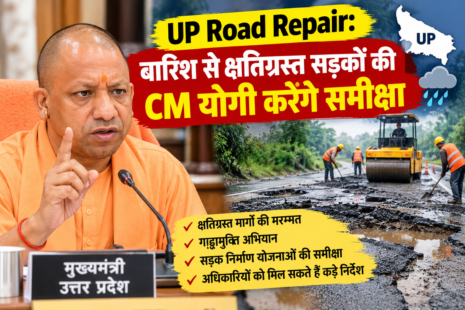 UP Road Repair: बारिश से क्षतिग्रस्त सड़कों की CM योगी करेंगे समीक्षा